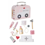 Zabawy w naśladowanie dorosłych - DLA DZIECI DREWNIANY ZESTAW LEKARSKI RÓŻOWY - miniaturka - grafika 1