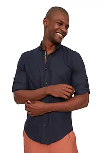 Trendyol Męska koszula męska, granatowa, niebieska (Collar Apolfent Slim Fit), M - Koszule męskie - miniaturka - grafika 1