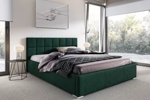 Łóżko tapicerowane pikowane z materacem Santiago 140x200 Zielone - Łóżka - miniaturka - grafika 1