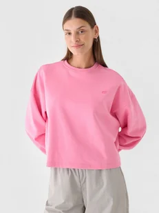 Damska bluza dresowa nierozpinana bez kaptura 4F 4FWAW24TSWSF1305 - różowa - Bluzy sportowe damskie - miniaturka - grafika 1