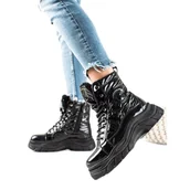 Botki damskie - Czarne Botki Na Platformie VINCEZA - Vinceza - miniaturka - grafika 1