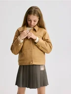 Kurtki i płaszcze dla dziewczynek - Reserved - Krótka kurtka z imitacji zamszu - beżowy - miniaturka - grafika 1