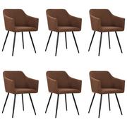 Krzesła - vidaXL Krzesła stołowe, 6 szt., brązowe, tapicerowane tkaniną - miniaturka - grafika 1