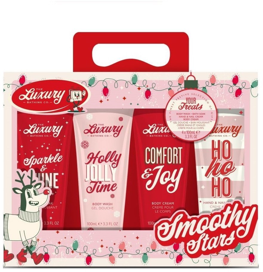 Dovanų rinkinys Luxury Christmas sweets, Cocoa & Vanilla: dušo želė, 100 ml + kūno losjonas, 100 ml + rankų kremas, 100 ml + vonios putos, 100 ml