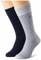 Skarpetki męskie - Tommy Hilfiger 100001496 Męskie skarpetki Small Stripe Classic (2 sztuki), niebieski, 39 EU - miniaturka - grafika 1