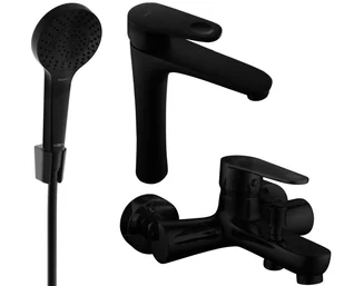 Mexen Kama R05 zestaw wannowy, czarny - 72513R05-70 - Zestawy baterii łazienkowych - miniaturka - grafika 1