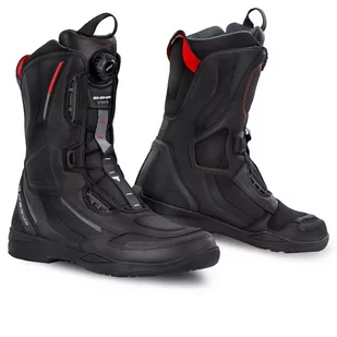 SHIMA STRATO męskie buty motocyklowe - wzmocnione, długie, turystyczne buty motocyklowe z zapięciem ATOP, ochraniaczami kostki, antypoślizgową podeszwą i panelami odblaskowymi (Czarne, 46) - Buty motocyklowe - miniaturka - grafika 1