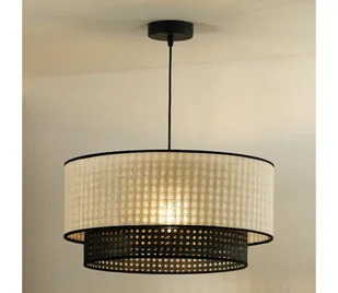 Duolla - Żyrandol na lince RATTAN YUTE 1xE27/15W/230V śr. 45 cm kremowy/czarny - Lampy sufitowe - miniaturka - grafika 1