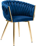 Krzesła - Niebieskie welurowe krzesło plecione R7-S57 - miniaturka - grafika 1