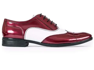 Bordowo-białe lakierki męskie - Spektatory Al Capone Caponki T53 r. 45 - Półbuty męskie - miniaturka - grafika 1