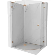 Kabiny prysznicowe - Mexen Lunar L kabina prysznicowa pięciokątna uchylna lewa 100 x 90 cm, transparent, miedź szczotkowana - 831L-100L-090P-65-00-L - miniaturka - grafika 1