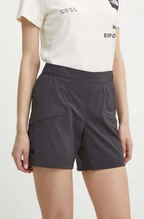 Helly Hansen szorty outdoorowe Elv Light kolor szary gładkie high waist 63304 - Spodenki damskie - miniaturka - grafika 1