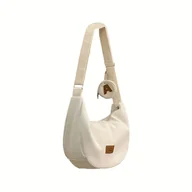 Torebki damskie - TEMU Damska torebka na ramię z kordu - lekka, regulowana pętla, zamknięcie na zamek, poliestrowa podszewka, detale malowania krawędzi, styl preppy, - miniaturka - grafika 1