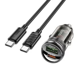 HOCO ładowarka samochodowa USB QC 3.0 + Typ C + kabel Typ C do Typ C PD 30W Z53A czarna - Akcesoria do smartwatchy - miniaturka - grafika 1