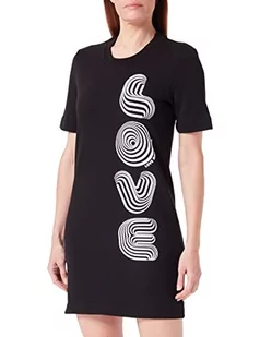 Love Moschino Damska sukienka z krótkim rękawem, krój regularny, czarna, rozmiar 46, czarny, 46 - Sukienki - miniaturka - grafika 1