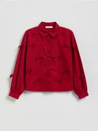 Bluzki dla dziewczynek - Reserved - Krótka koszula z kokardkami - czerwony - miniaturka - grafika 1