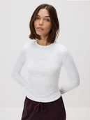 Koszulki i topy damskie - Reserved - Gładki longsleeve - biały - miniaturka - grafika 1