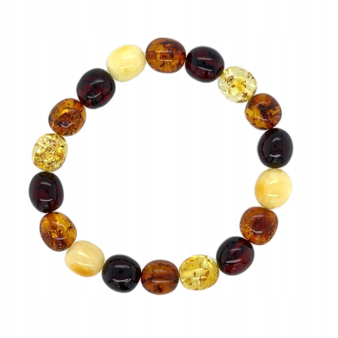 Bransoletka BURSZTYNOWA na gumce kolorowa wałek bursztyn bałtycki