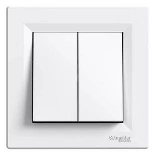 Schneider Electric ASFORA Łącznik podwójny schodowy z ramką, zac. śrubowe, biały EPH0600321 - Wyłączniki światła i elektryczne - miniaturka - grafika 1