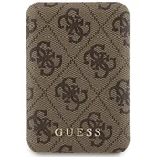 Powerbanki - Guess Powerbank indukcyjny 15W GUPB5FP4EMGW 5000mAh brązowy/brown 4G Leather Metal Logo MagSafe - miniaturka - grafika 1