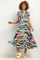 Spódnice - Zwiewna spódnica z wiskozy, T407, kolorowa fala - miniaturka - grafika 1