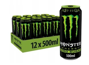 Napój Monster Green 500 ml 12x ZESTAW Czarny Zero Cukru - Napoje energetyczne i izotoniczne - miniaturka - grafika 1