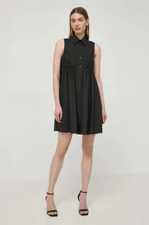 Sukienki - Patrizia Pepe sukienka bawełniana kolor czarny mini rozkloszowana 2A2793 A9B9 - grafika 1