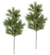 Sztuczne kwiaty - Sztuczna gałąź jodły z szyszkami, sztuczna gałąź, dekoracyjna gałązka jodłowa, zielone drzewa, dekoracja bożonarodzeniowa, łodyga, sztuczna gałązka, wieńce, wieniec adwentowy, girlanda gałąź, - miniaturka - grafika 1