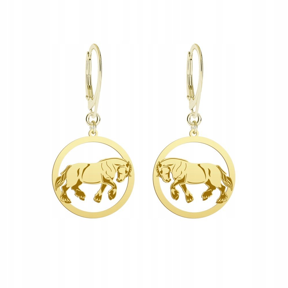 Kolczyki Złote Koń Belgijski 925 Prezent Biżuteria Kobieta GRAWER GRATIS