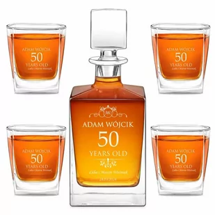 Karafka do whisky cube z 4 szklankami i grawerem - Karafki - miniaturka - grafika 1