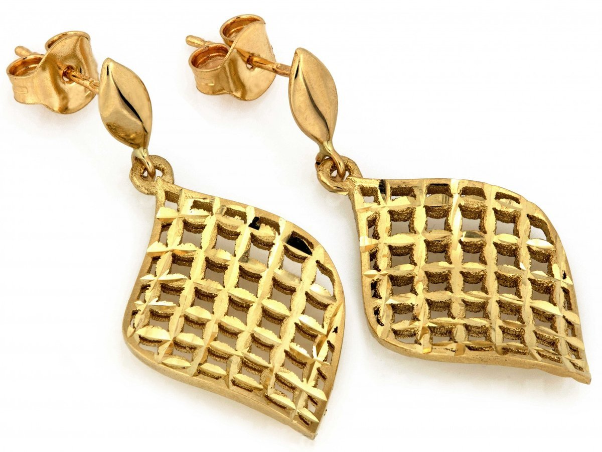 Kolczyki złote 585 wiszące ażurowe 3.70g