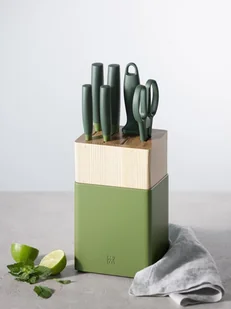 Zwilling NOW S ZESTAW 5 NOŻY W BLOKU 8 ELEMENTÓW ZIELONY STAL NIERDZEWNA TWORZYWO SZTUCZNE 53070-220-0 - Noże kuchenne - miniaturka - grafika 1