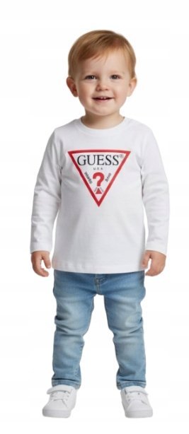 Guess Biała Bluzka Dziecięca Z Długim Rękawem Bawełniana 92 Gxa