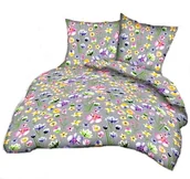 Pościel - pościel z flaneli 200x220 + 2x poszewka F 82 kwiaty malowane na szarym - miniaturka - grafika 1