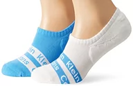 Skarpetki męskie - Calvin Klein Męskie skarpety z logo Ribbon high Cut Footie Socks, biały/niebieski Crush, jeden rozmiar, biały/niebieski, jeden rozmiar - miniaturka - grafika 1