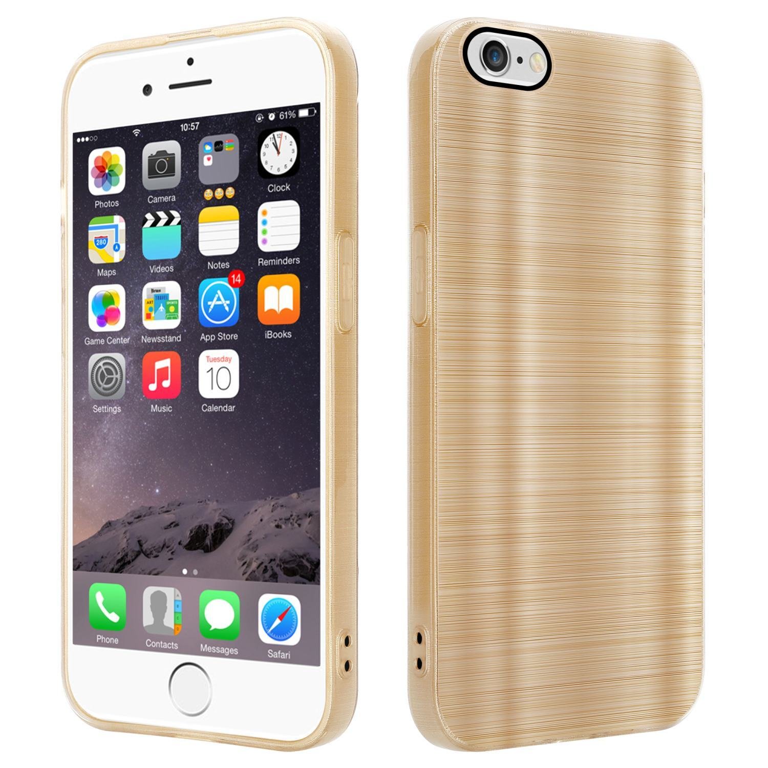 Cadorabo pokrowiec ochronny na Apple iPhone 6 / 6S w kolorze złotym pokrowiec na telefon komórkowy etui silikonowe TPU
