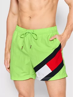 Kąpielówki męskie - Tommy Hilfiger Szorty kąpielowe UM0UM02048 Zielony Slim Fit - grafika 1