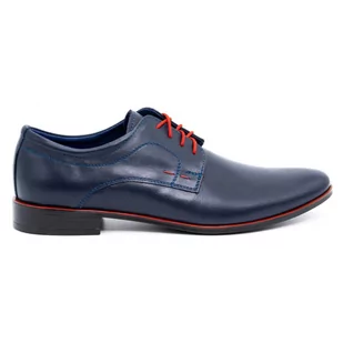 Buty męskie wizytowe skórzane 277 granatowe - Buty Olivier - Półbuty męskie - miniaturka - grafika 1