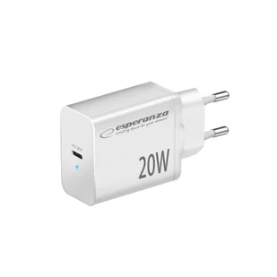 EZC104W Esperanza ładowarka sieciowa 20w usb-c pd biała - Ładowarki do telefonów - miniaturka - grafika 1