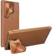 Etui i futerały do telefonów - Nillkin Etui z klapką i ochroną aparatu Qin Prop do Galaxy S24 Ultra, brązowe - miniaturka - grafika 1