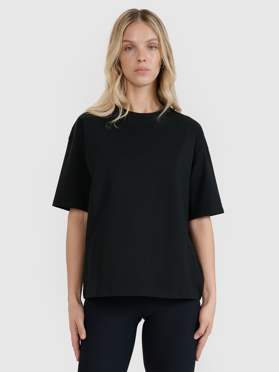 T-shirt oversize z nadrukiem damski 4F 4FRSS25TTSHF2692-20S Czarny Roz. S