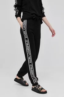 Spodnie damskie - KARL Lagerfeld Lagerfeld spodnie kaszmirowe damskie kolor czarny - grafika 1