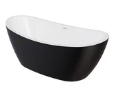 Wanny - Wanna wolnostojąca Besco Ayla 170x80 cm owalna czarny mat syfon z przelewem chrom WAS-170AM - miniaturka - grafika 1