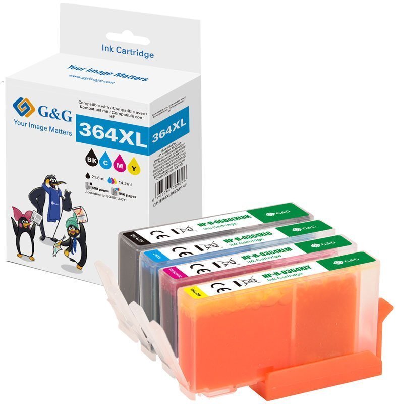 Tusz G&G XL-kartridże zestaw 4 szt. do HP 364XL/ N9J74AE BK/C/M/Y