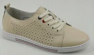 Półbuty damskie - Beżowe ażurowe trampki półbuty wiązane S. Barski LR51-587 skórzane r.38 - miniaturka - grafika 1