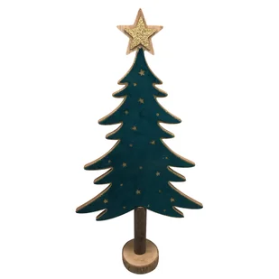 Altom, Figurka Drewniana Choinka 22,5x8x45 cm Zielona Ze Złotym Brokatem - Ozdoby bożonarodzeniowe - miniaturka - grafika 1
