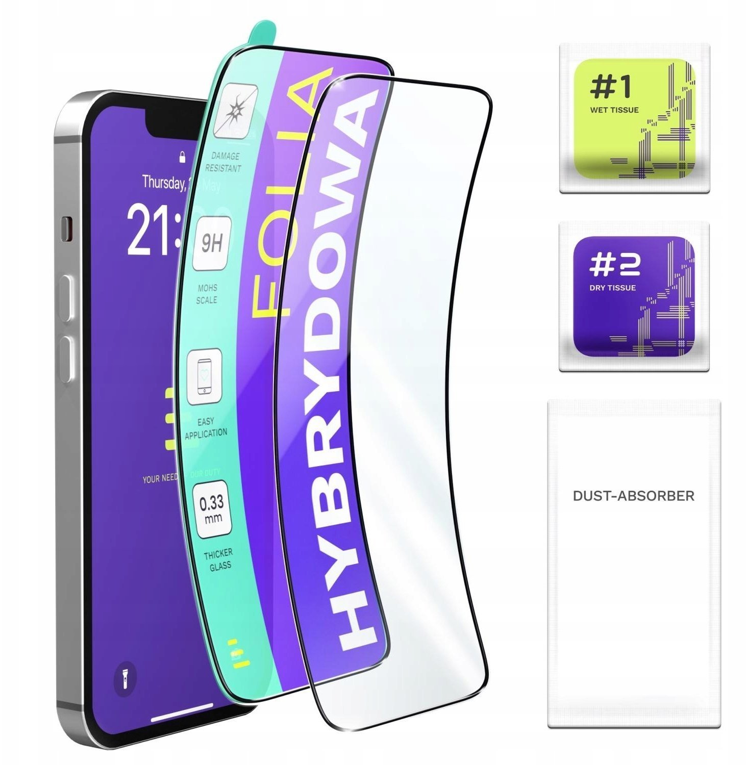 2-PAK Szkło Hybrydowe Do Oppo Reno13 F 5G Szybka 9H, Pełne 5D, Ochronne