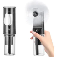 Wentylatory - Przenośny wentylator zraszający, akumulatorowy, regulowany w 4 poziomach, idealny w podróży, biurze i na kempingu (czarny) - miniaturka - grafika 1