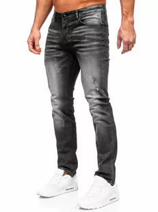 Czarne spodnie jeansowe męskie slim fit Denley MP0070N - Spodnie męskie - miniaturka - grafika 1