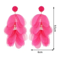 Kolczyki - KOLCZYKI CHWOSTY Wiszące delikatne BOHO Fuksja K1676F - miniaturka - grafika 1